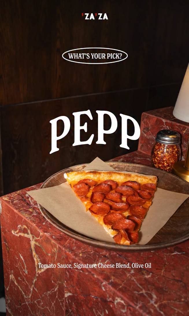 Pepp slice on a red marble counter